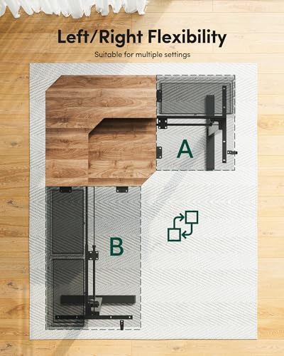 Image of FEZIBO L-Shaped Electric Standing Desk, 63 x 48 Inches Height Adjustable, Reversible Tabletop, Corner Desk with Drawers, Ergonomic Computer Table, Black Walnut Top
