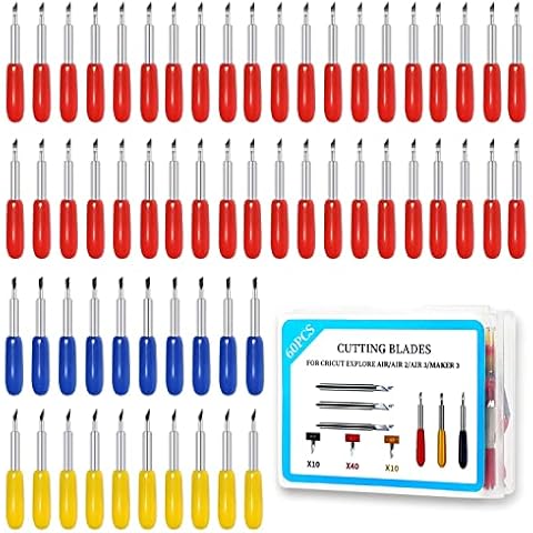 60PCS Replacement Blades for Cricut, Cut Blades for Cricut Explore Air 2/Air 3/Maker 3/Blades for Explore, Cricut Cutting Replacement Blades Compatible with Cricut (Multicolored) Cover
