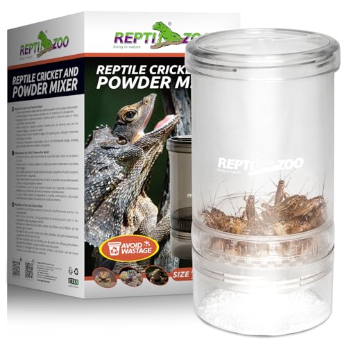 REPTI ZOO Reptile Cricket Calcium Powder Mixer Transparent Cricket Keeper Shaker for Bearded Dragon Gecko Snake Lizard Chameleon Dispenser Feeder for Reptile & Amphibians(Clear)
