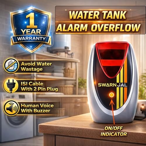 Image of Water Tank Alarm Overflow By Swarn Jal, Water Bell, Loud Human Voice, Brass Sensors with Magnetic Isolation 100% Shock Proof, 1 Year Complete Warranty + 25M Wire