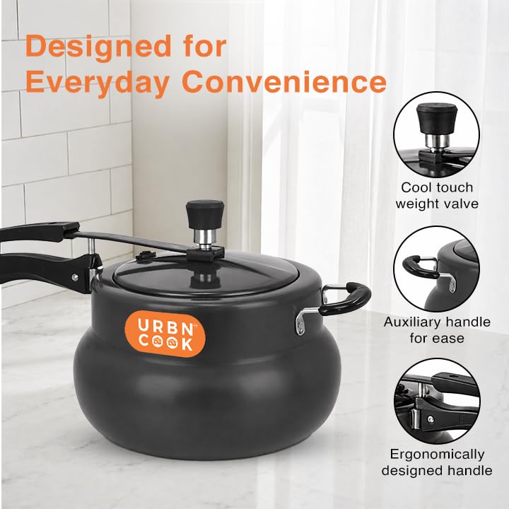 Image of 7.5 Litre Hard Anodised Aluminium Pressure Cooker Induction Base Inner Lid Prime Series Large Capacity Family Cooker Induction Compatible Durable Cookware