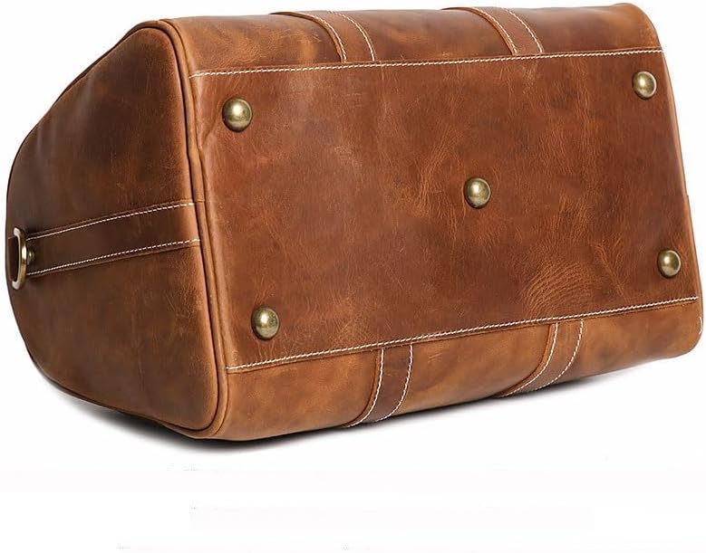 Men's Genuine Leather Handbag Crazy Horse Skin Travel Bag Business Crossbody