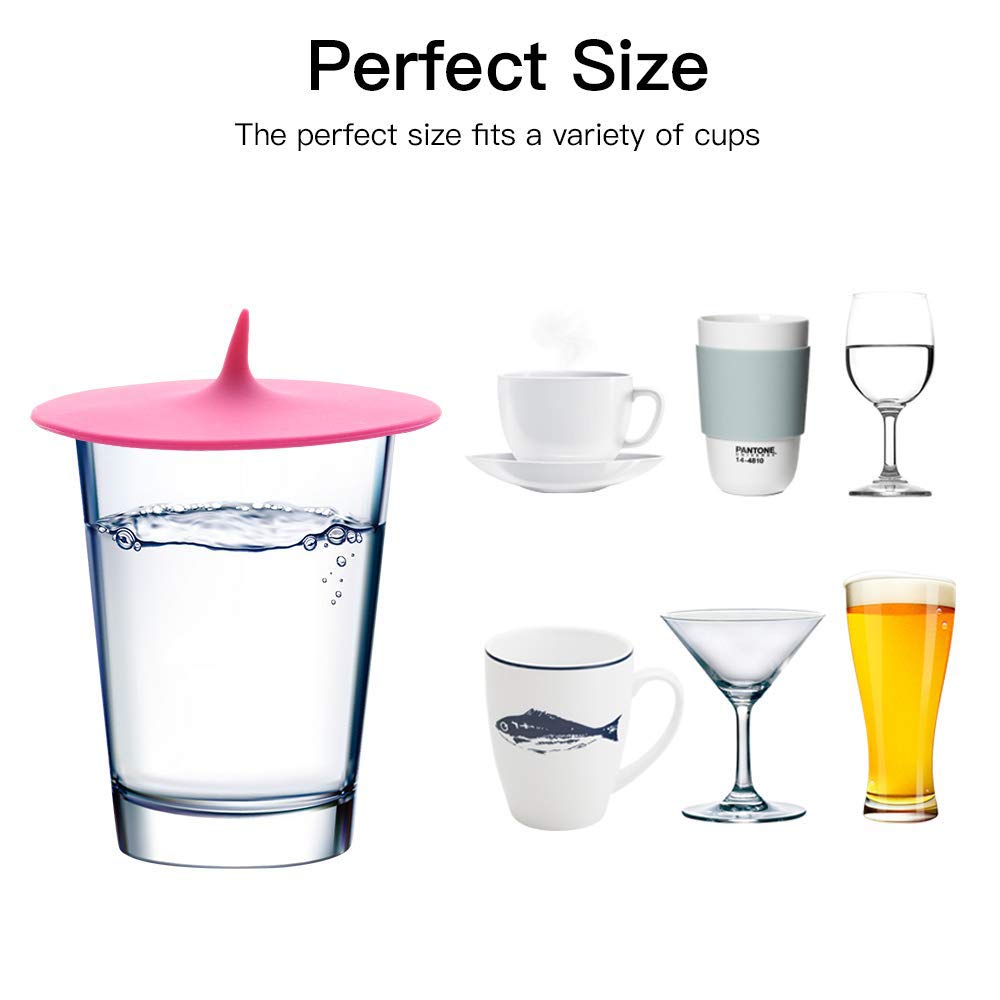 Set Di 6 Coperchi In Silicone Per Bicchieri | Riutilizzabili E A Prova Di Perdita | Qualità Alimentare, Colori Assortiti - 3