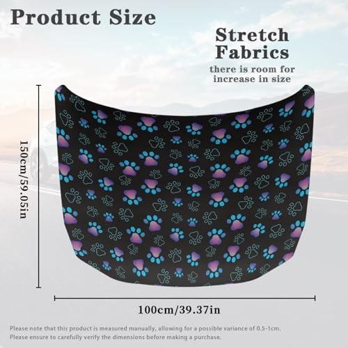 Image of Black Paw Prints Car Hood Cover Stretch Polyester Car Hood Protector Washable Automotive Accessories Suitable Most Automotive Pickup Sedans Trucks SUVs