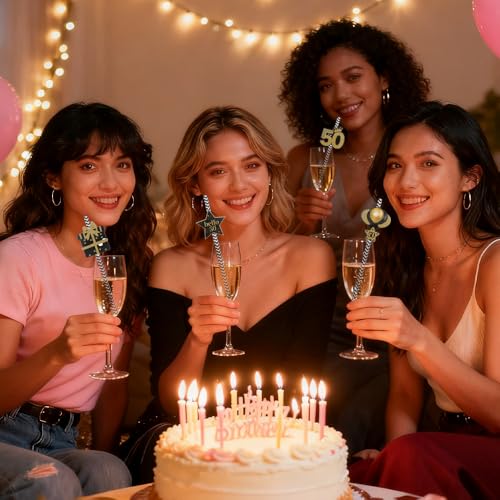 Pitillos de papel desechables 24 piezas tema cumpleaños 50 miniatura 6