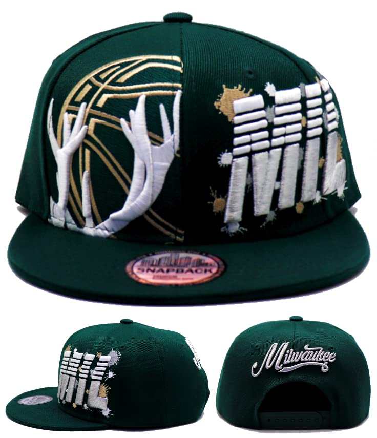 LOTGMilwaukee New Leader Premium Splash Deer Antlers Green Era Snapback Hat Cap