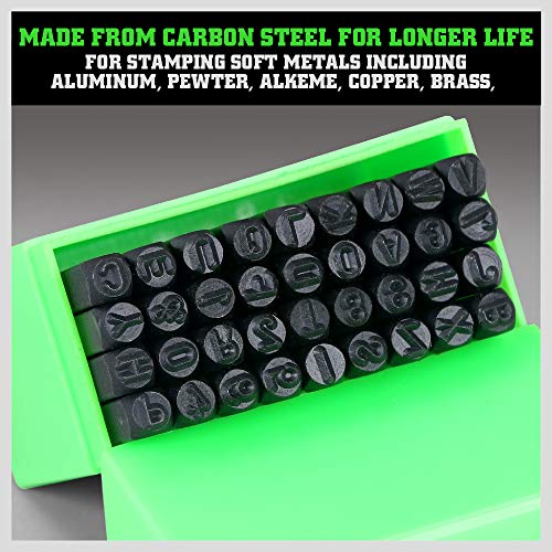 SWANLAKE 37-Piece 4mm Number & Capital Letter Stamp Set (A-Z & 0-9 + Love) Punch Perfect for Imprinting Metal, Plastic, Wood, Leather, 5/32 (4mm)