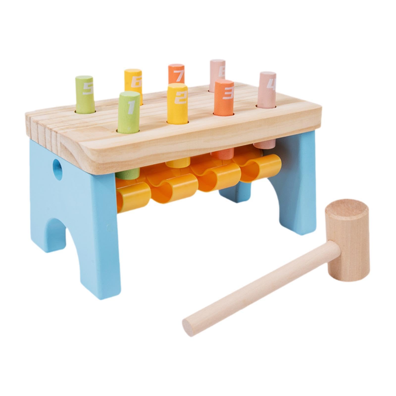 Klopfbank Aus Holz, Spielzeug mit Holzklöppeln, Lernspielzeug für Vorschulkinder, Koordination, Feinmotorik, Zahlenerkennung, Hand Augen Entwicklung,