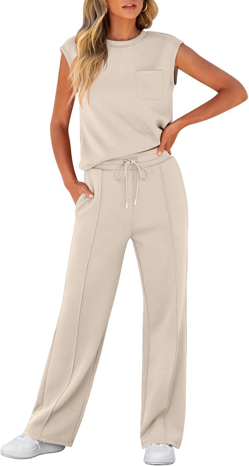 LLECDASEUI Dames zomer 2-delige outfits casual mouwloze