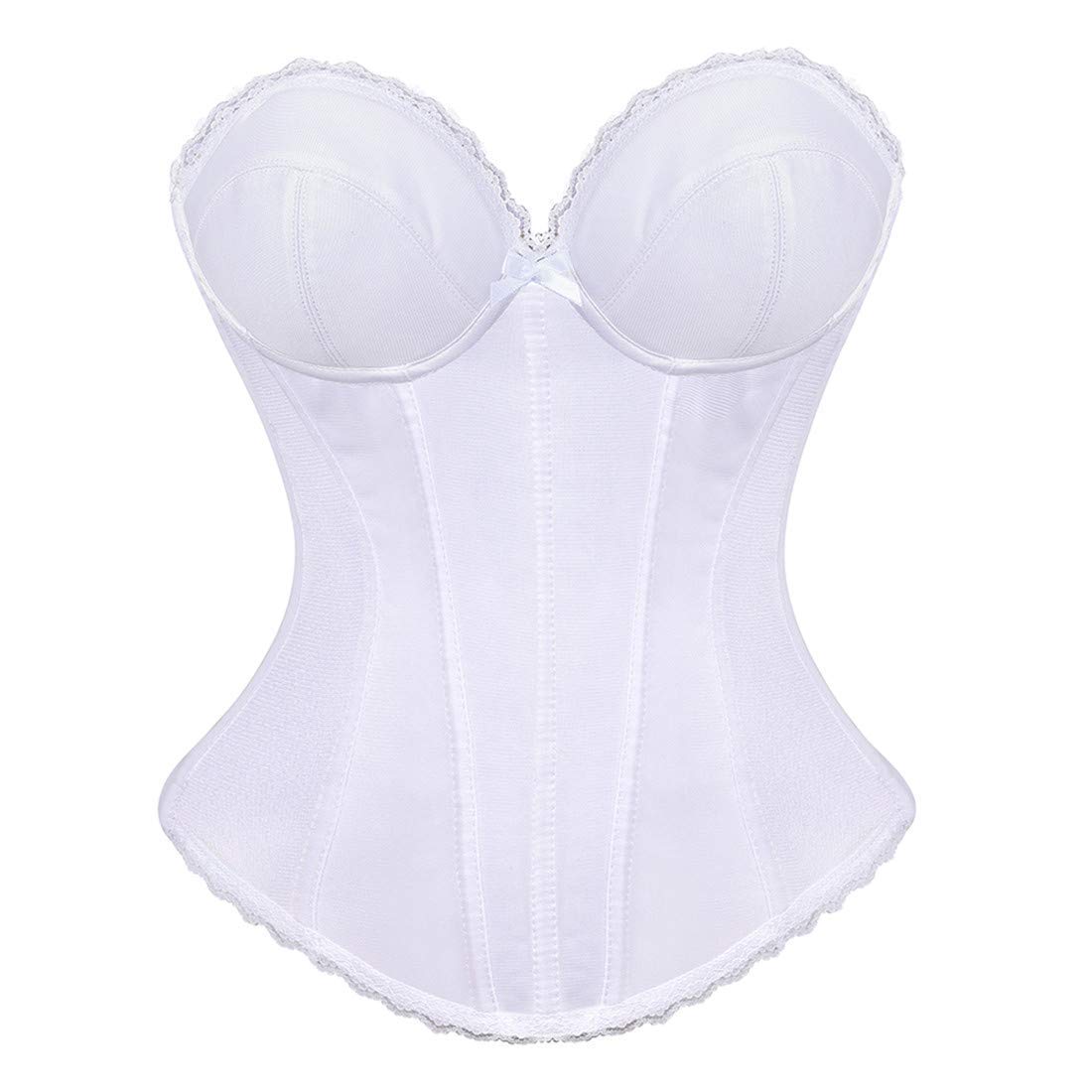 Josamogre Corset Bustier Overbust Top Lace Up Boned Renaissance Vintage Wedding Bride Plus Size White XL