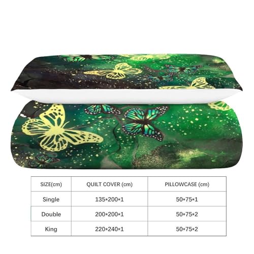 Papillon fluorescent housse de couette avec fermeture éclair pratique parure lit microfibre - 4