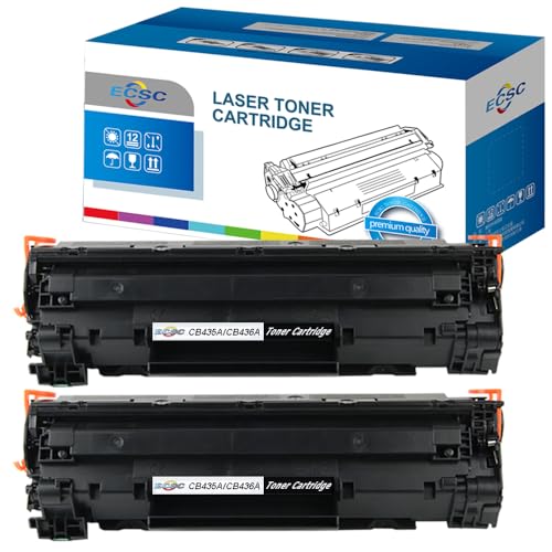 ECSC Compatible Toner Cartucho Reemplazo por HP Laserjet P1005 P1006 P1007 P1008 P1009, Canon LBP 3250 i SENSYS LBP 3010 3100 LaserShot LBP 3018 3108 3050 3150 3010 3100 CB435A/CRG712 (Negro,2 Pack)