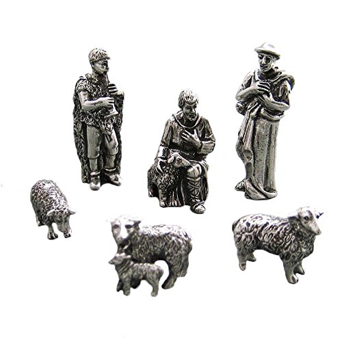 DANFORTH - Shepherd & Sheep Pewter Nativity Set - Handcrafted - Gift Boxed - Made in USA