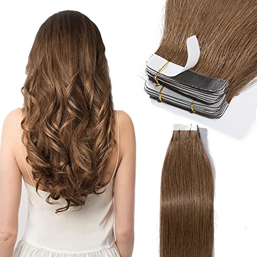 Extensiones de Cabello Natural Clip (Max Grueso) 25CM 8 Piezas 18 Clips 12/613 Castaño Dorado/Blanqueador Rubio 100% Remy Hair