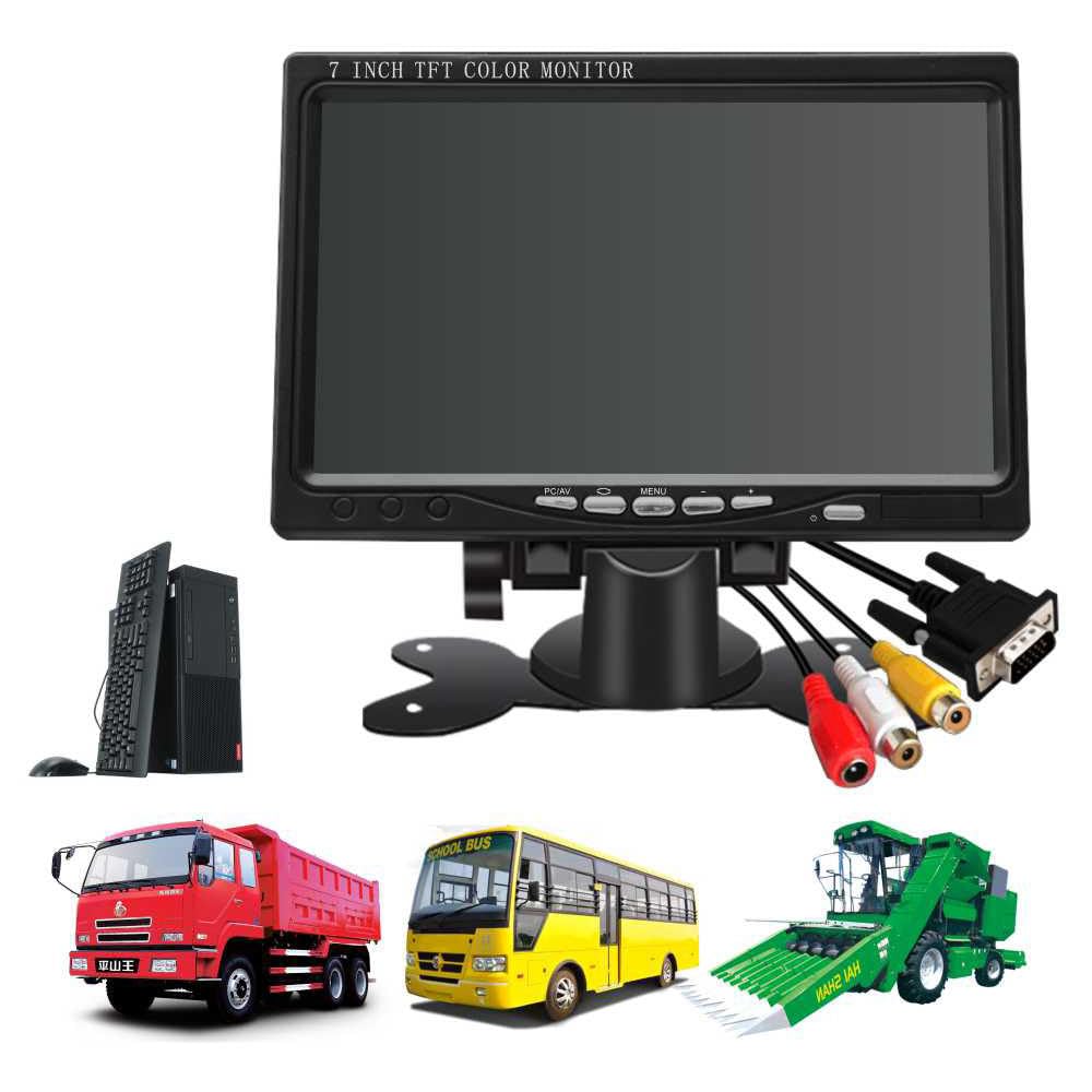 7 Inch Industrial TFT LCD Monitor 1024 x 600 Resolution Car CCTV Monitor HDMI/VGA/AV Interface Rear View Monitor, Black-image-15