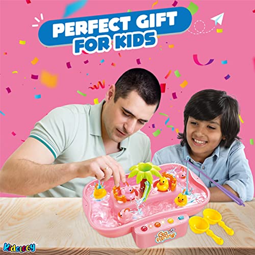 Image of Kidology Magnetic Fishing Game Toys with Sideway&Stairs|Electronic Fishing Game Set with Magnetic Pond Toddlers Toys|Preschool Learning Education with Music Story Toy for Kids (Go Fishing) Multi