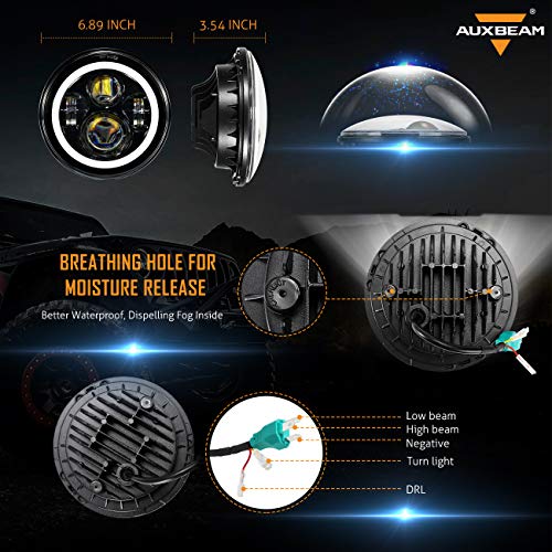 Image of Auxbeam 7 Inch LED Headlights DOT Approved for Jeep Wrangler JK TJ LJ CJ