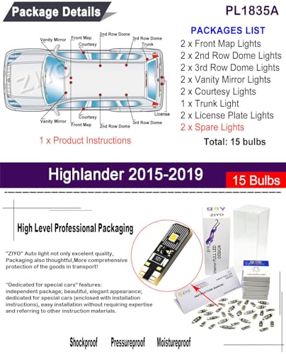 Kit luces LED interiores para Toyota Highlander 2015-2019 miniatura 2
