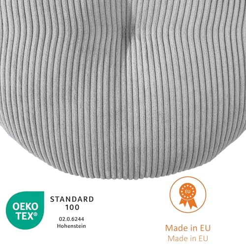 sleepling Bodenkissen grau 105 cm, Cord Meditationskissen Yogakissen Bodensitzkissen, Ökotex, Made in EU, hochwertiger Möbelstoff