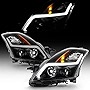 ACANII - For [Halogen Type] 2007-2009 Nissan Altima Sedan Black Smoked LED Tube Projector Headlights Headlamps Assembly