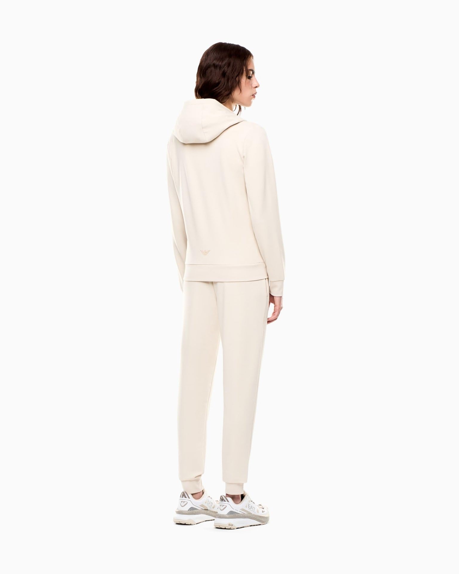 EA7 Emporio Armani Evolution damski dres treningowy z mieszanki wiskozy stretch z kapturem 8NTV51TJ9RZ 8056643459257 - XXL, beżowy, XXL