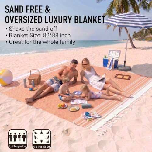 Image of Yongoes Oversized Turkish Beach Towel Blanket Cotton Giant XL Sandproof Towels Huge Linen XXL Extra Large Big Throw Quilt Blankets for Adults Cloud Travel Camping Glamping Accessories Essentials