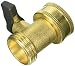 E-zoe 03V Heavy Duty Brass Garden Hose Connector with Shut Off Valve Single Brass Water Hose Parts 3/4 Inlet and Outlet Thread with Comfort Grip to Control Water Flow