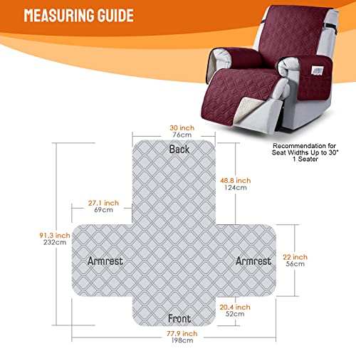 Image of VANSOFY 100% Waterproof Recliner Chair Covers, Recliner Cover Non-Slip Dog Chair Cover Furniture Protector Washable Slipcover with Pocket, Elastic Straps for Pets, Dogs(Burgundy, 30 inch)