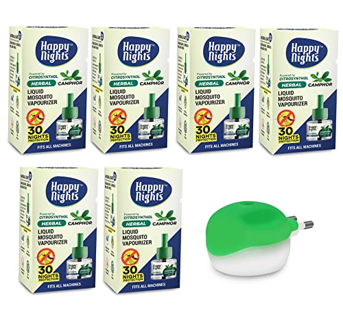 Happy Nights mcchr se bcaane vaalii kriim | hrbl koNmphr repeleNtt | ddeNguu se rokeN | bccoN ke lie surkssit | 45 ML ripeleNtt (6 riphil pls 1 mshiin