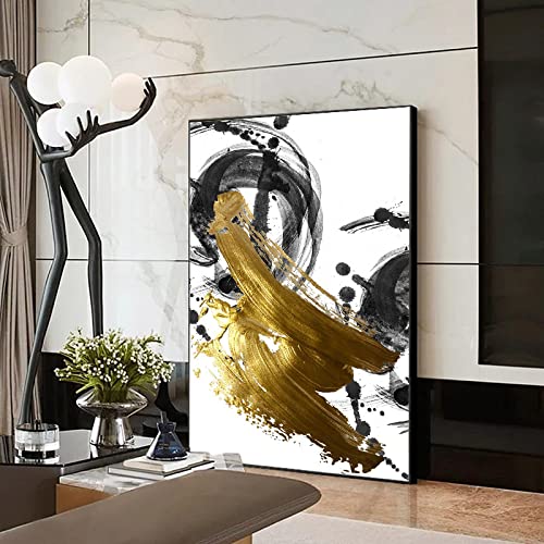 Peinture sur toile abstraite jaune noire images décoratives pour maison et affiche