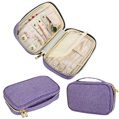 Preisvergleich Produktbild Teamoy Schmuckaufbewahrung Reise, Schmucktasche für Ringe, Ohrringe, ketten, armreifen, halsketten und mehr, viele verschiedene Abteilung, Lila