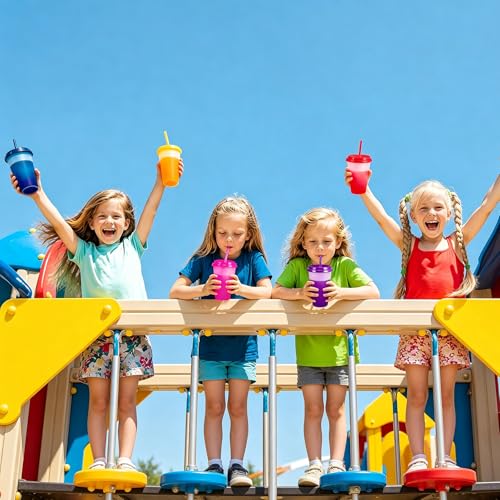 Miniatura 7 de Patinao 14 Vasos Con Pajita Y Tapa, 350 Ml, De Plástico Reutilizable, Para Niños, Vaso De Viaje