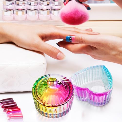 Set 2 Piezas Cuencos de Cristal para Manicura con Tapas miniatura 5