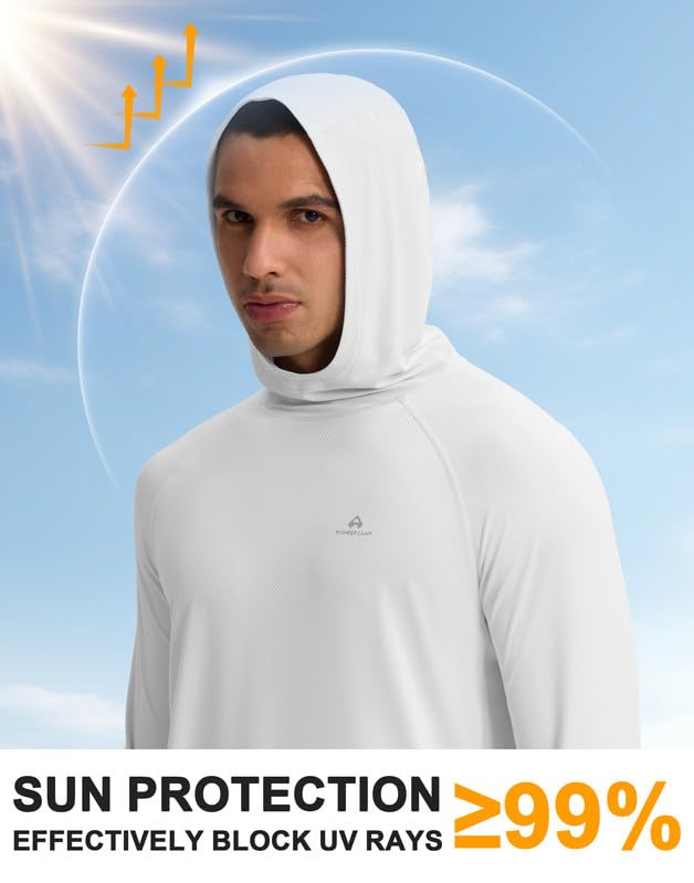 Pioneer Camp UV Shirt Herren Langarm Atmungsaktiv Kapuzenpullover Leicht UPF50+ Sun Hoodie mit Loch Beobachten und Daumenloch Schnelltrocknend Sonnenschutz Funktionsshirt für Angeln Outdoor