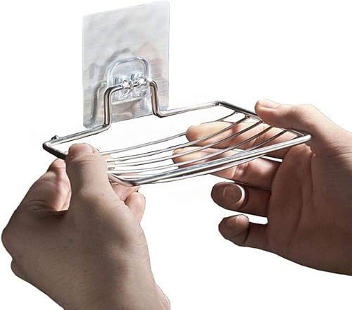 Miniatura 4 de Jabonera de acero inoxidable, soporte de jabón autoadhesivo para colgar, estante de drenaje con ventosa, bandeja de ducha duradera, accesorios de