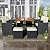 LZ LEISURE ZONE Patio Dining Table Set, 9 Piece Outdoor Furniture Sets, Black Wicker Rattan Dining Table and Chairs Set, Patio Conversation Set with Cushions (Brown+Beige, 9 Piece)