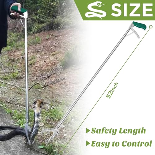 Image of HOMEYA 52 inch Snake Tongs Grabber, Heavy Duty Snake Catcher Wide Jaw Handling Tool, Rattle Snake Catcher, Extra Long Snake Tongs, Snake Catcher with Lock&Non-Slip Grip Handle, Snake Tong Reptile Grabber