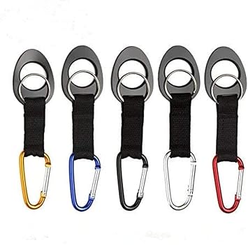 Durable Silicone Water Bottle Holder Hook Carrier with Carabiner Clip & Key Ring, Fits Any 12oz, 17oz and 25oz Water Bottles for Outdoor Activities Camping Hiking Traveling or Daily Use