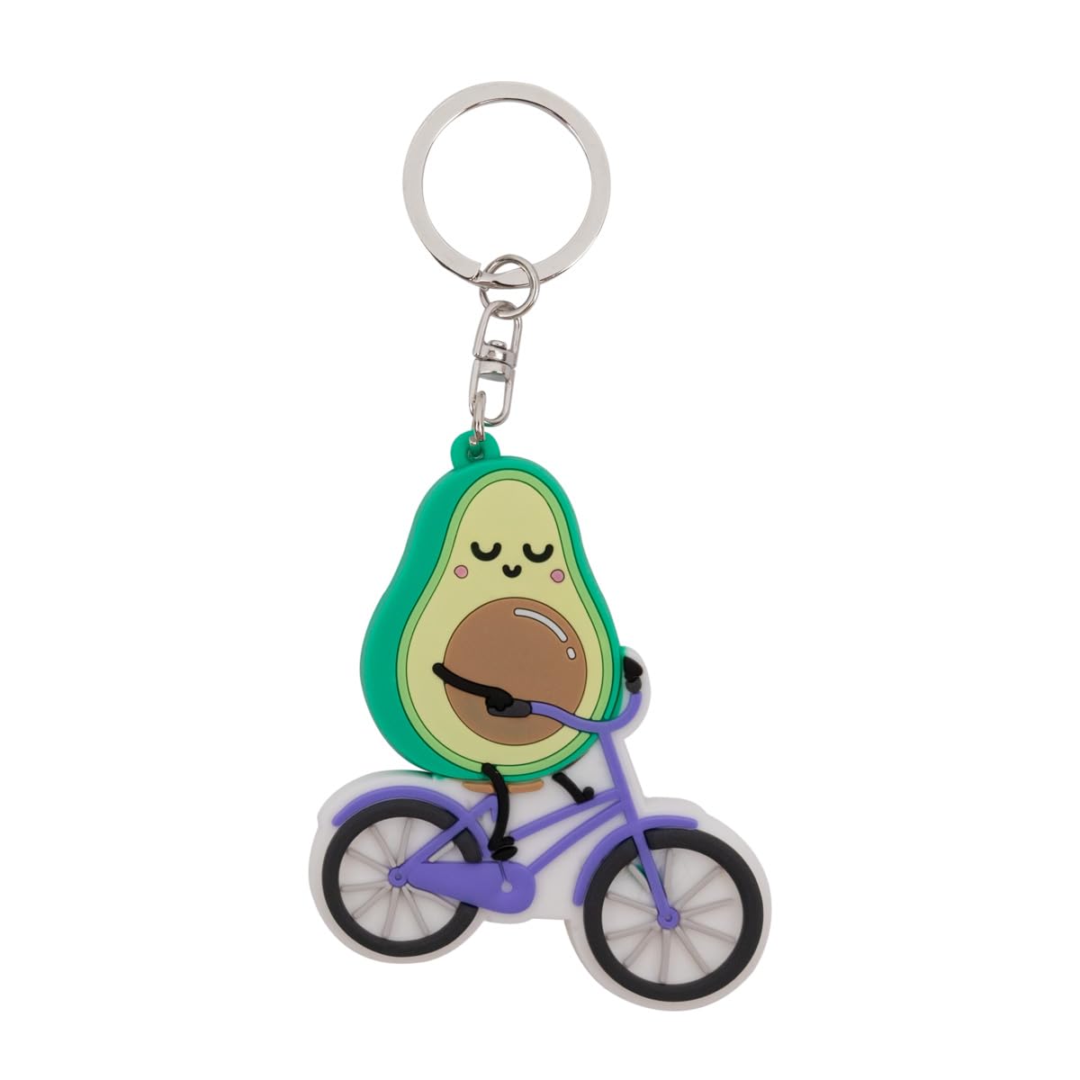 Mr. Wonderful - Keyring - Avocado on bicycle - Key ring made of rubber, multicoloured, Estandar