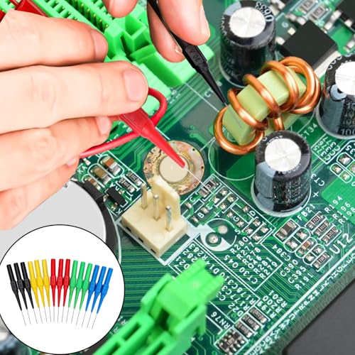Image of 15 Pcs Colorful Test Probe Pins 0.7mm Non-Destructive Insulation Wire Piercing Needle Insulation Back Probes Multimeter Test Probe for Banana Socket Tester