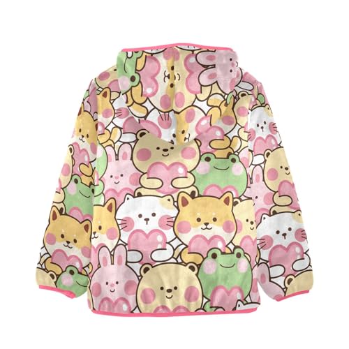 OTVEE Cartoon Rabbit Cat Dog Frog Kids Hoodie Jacket Fall Spring Full Zip Warm Outwear Coat2