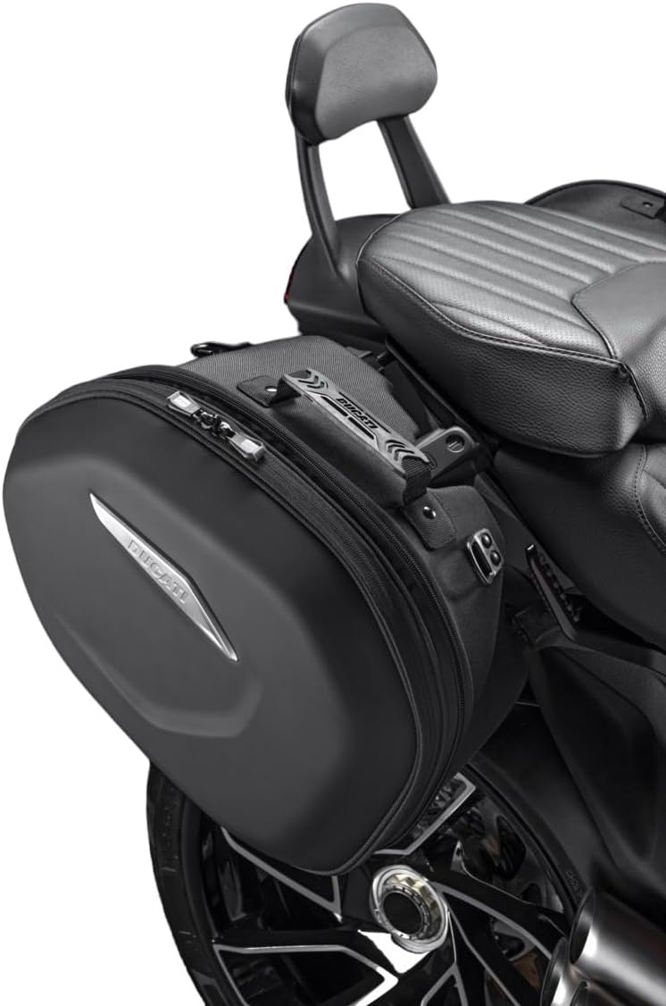 Ducati Diavel V4 with Semi-Rigid Side Pannier installed, side view