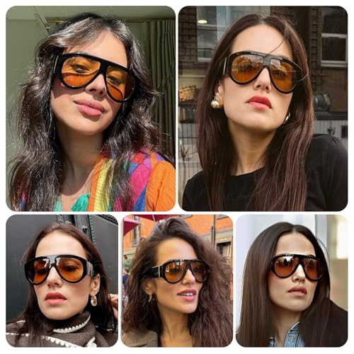 mosanana Retro Oversized Aviator Sunglasses for Women Men Chunky Stylish Style MS524744