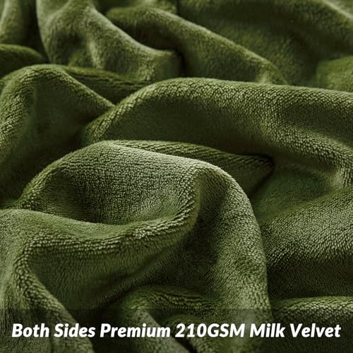 Image of WARMDERN Olive Green Velvet Duvet Cover Set Queen Size, Luxury Milk Velvet Bedding Duvet Cover with Zipper Closure, 3pcs Ultra Soft Duvet Covers for All Seasons, 90 inch x 90 inch, Olive Green