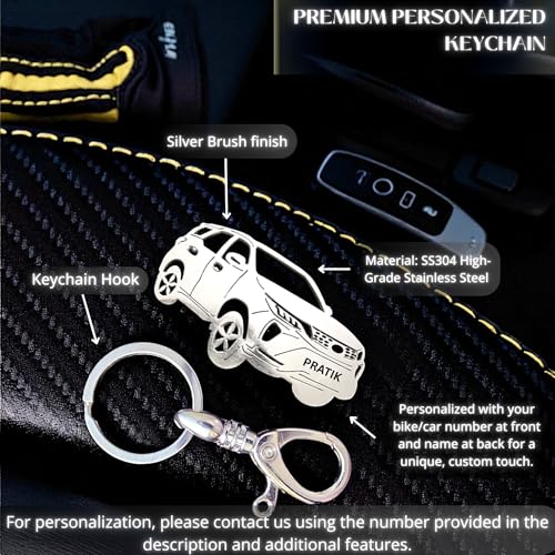 Image of Premium Stainless Steel Car Keychain | Personalized Custom Name Keyring | Stylish Car Shape Metal Key Holder made for Toyota Fortuner, Legender, Innova Crysta, Hycross, urban cruiser hyryder