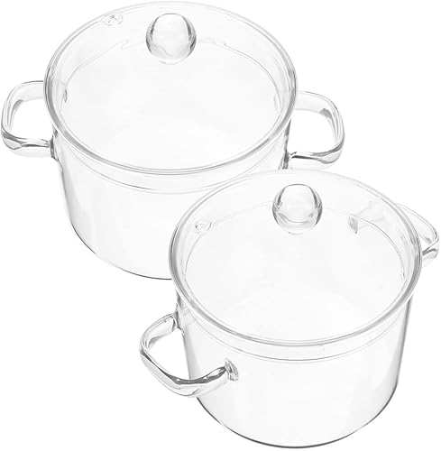 GANAZONO Olla de vidrio para estofado de vidrio, tapa de olla de cocción grande, cubierta de cacerola de vidrio de borosilicato alto para cocina