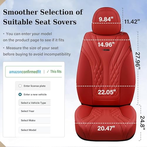 Image of Coverado Car Seat Covers, Car Seat Covers Front Seats, 2-Pack Front Seat Cover, Nappa Leather Waterproof Seat Covers, Car Seat Protectors, Automotive Seat Covers Universal Fit for Most Vehicles