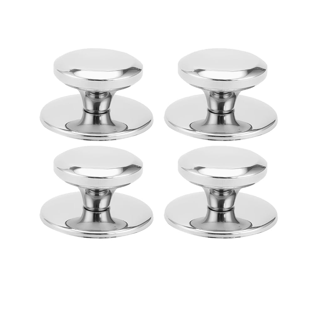 FJDRSIG 4 Pcs Stick on Handles,Stainless Steel Drawer Knobs,No Drill Peel and Stick Door Knobs,Round Wardrobe Door Knob,Silver Wardrobe Knob,for Wardrobes, Cabinets, Windows, Drawers (Silver)