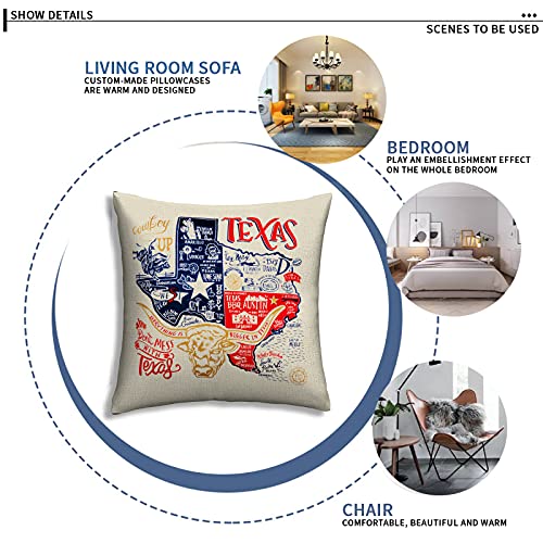 Texas Stat Flag Cushion Cover Throw Pillow Covers Set Of 2 Outdoor Home Decor Texas Western Themed Sofa Pillows Cotton Linen 18 X 18 Inches Square For Couch Sofa Bedroom Chair #TOP4