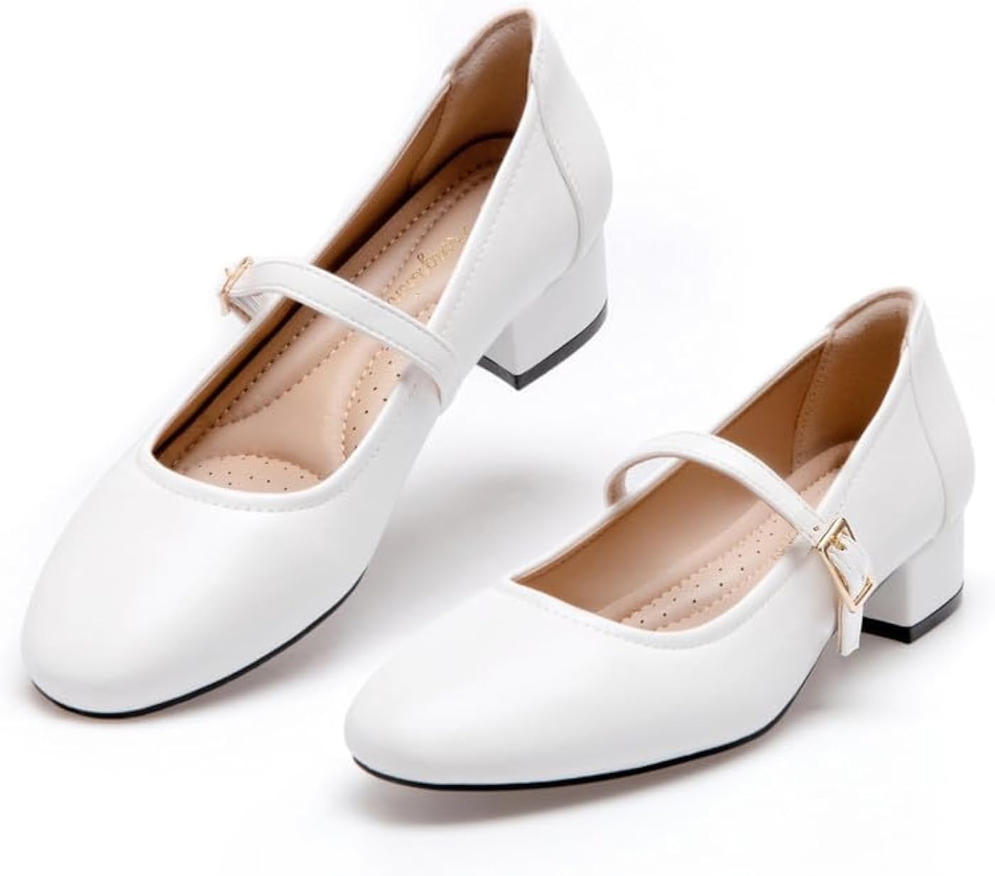 hingswink Mary Jane Shoes Women Low Heels Dress Shoes Pumps Low Heel 2 Inch Chunky Heel Mary Janes Pumps with Adjustable Ankle Strap for Women Dressy Casual
